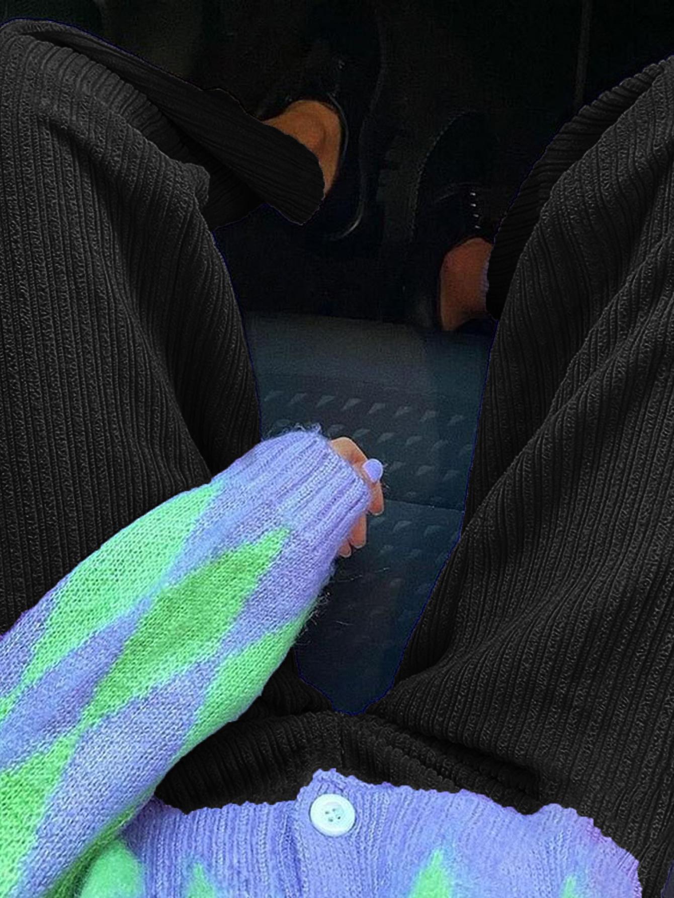 Pantalones casuales rectos y holgados de color liso para mujer de TECCULI EZwear para el día a día.