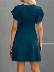 Vestido de cóctel semiformal TECCULI, vestido de manga corta con volantes para verano y primavera, ropa de mujer