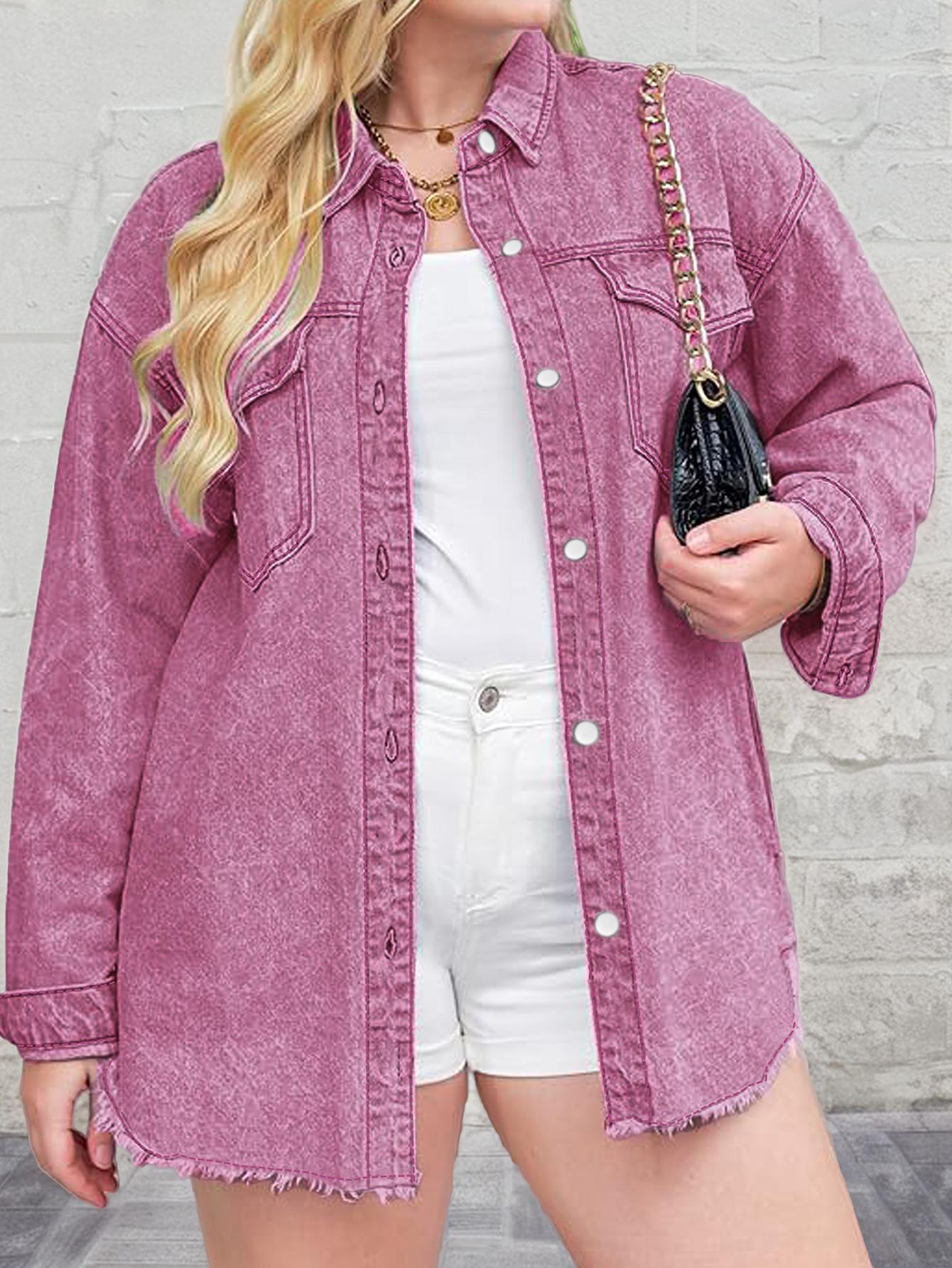 Chaqueta vaquera rosa de San Valentín estilo Y2k de talla grande TECCULI EZwear, hecha de