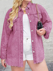 Chaqueta vaquera rosa de San Valentín estilo Y2k de talla grande TECCULI EZwear, hecha de