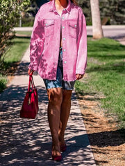 Chaqueta vaquera rosa de San Valentín estilo Y2k de talla grande TECCULI EZwear, hecha de