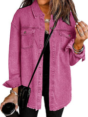 Chaqueta vaquera rosa de San Valentín estilo Y2k de talla grande TECCULI EZwear, hecha de