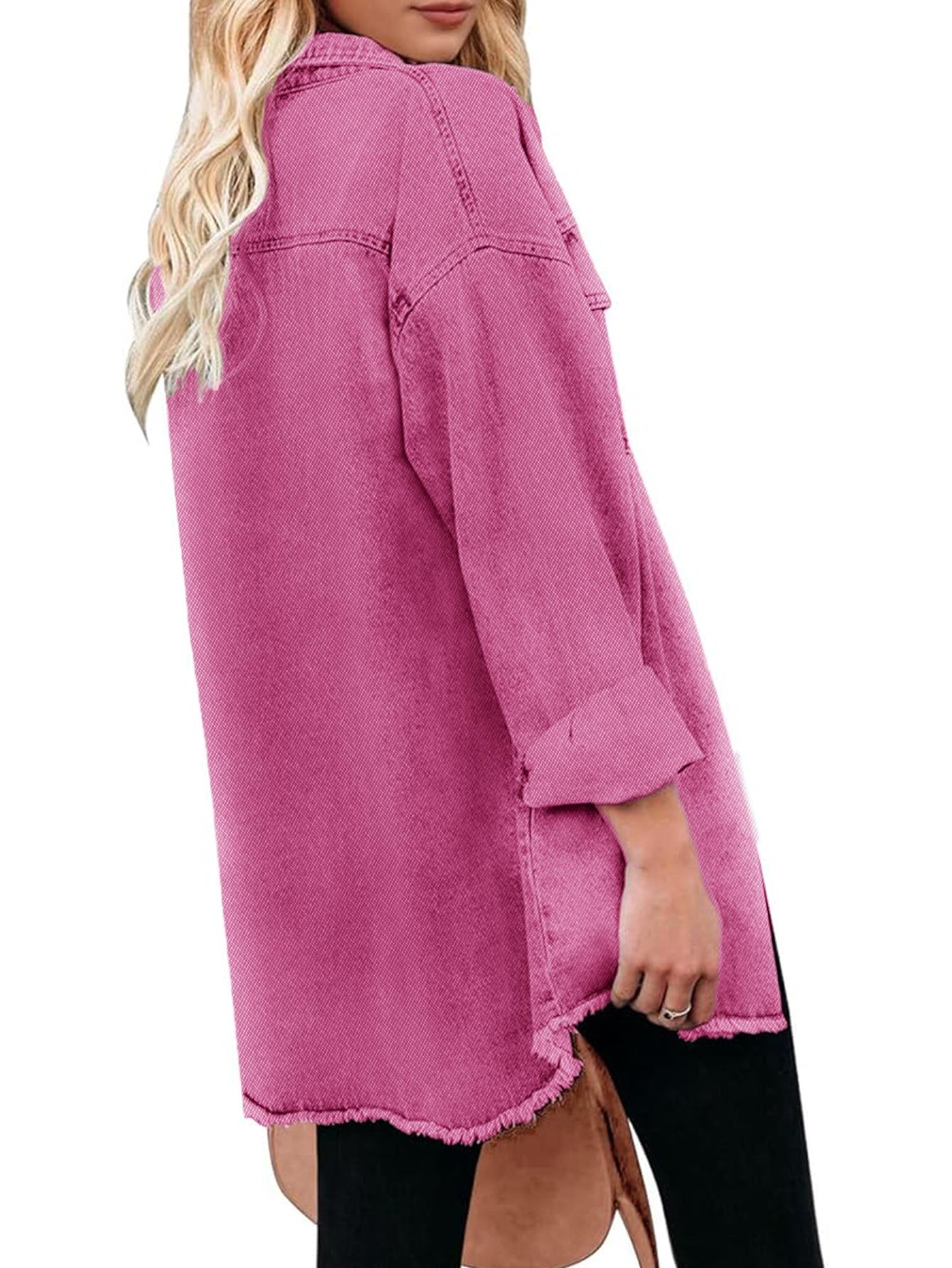Chaqueta vaquera rosa de San Valentín estilo Y2k de talla grande TECCULI EZwear, hecha de