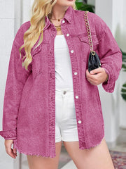 Chaqueta vaquera rosa de San Valentín estilo Y2k de talla grande TECCULI EZwear, hecha de