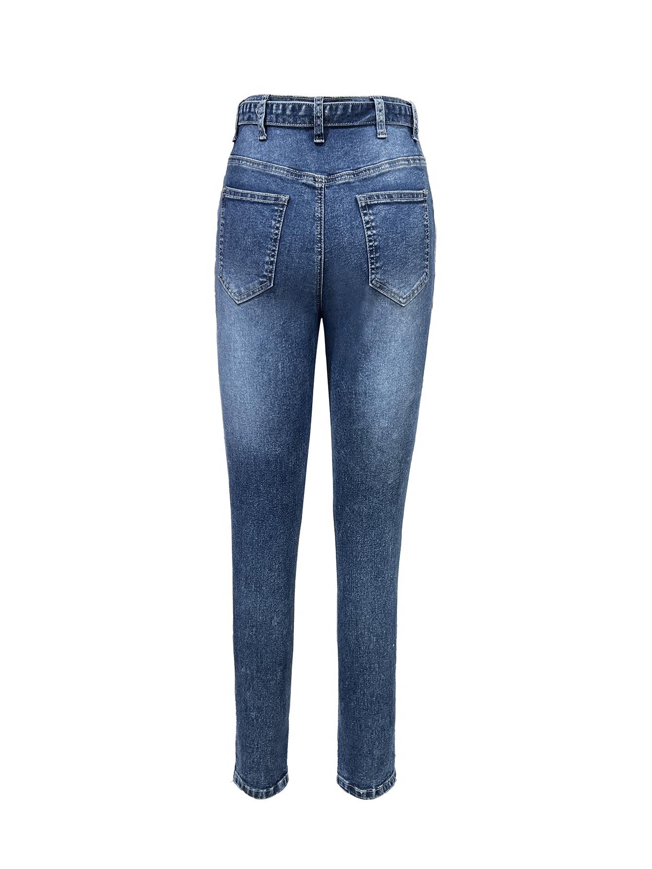 Vaqueros ajustados con botones delanteros azules para mujer de talla grande TECCULI SXY