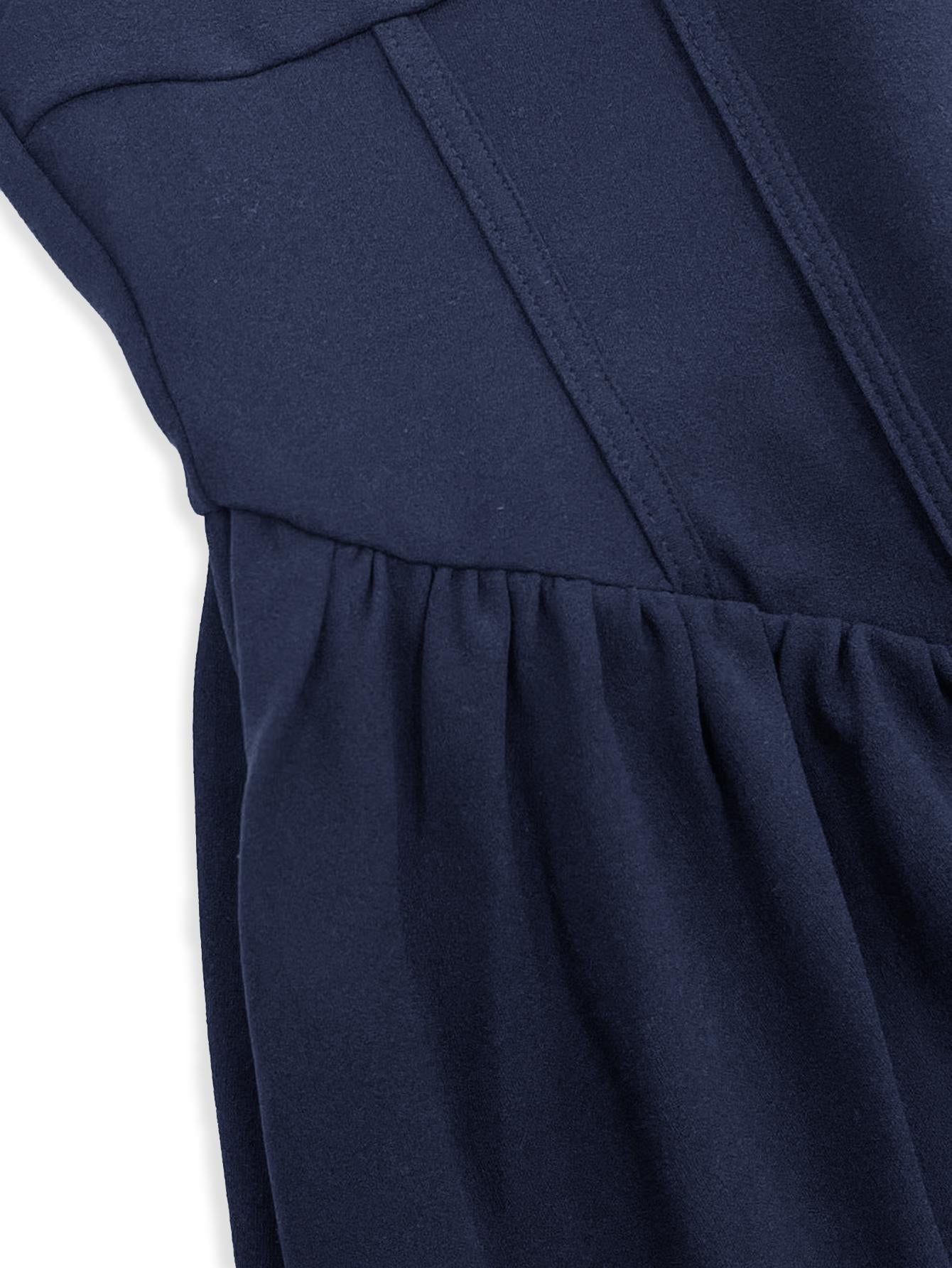Vestido corto de punto negro TECCULI Privé con diseño triangular, manga corta, escote cuadrado y cintura ceñida, ideal para ir al trabajo.