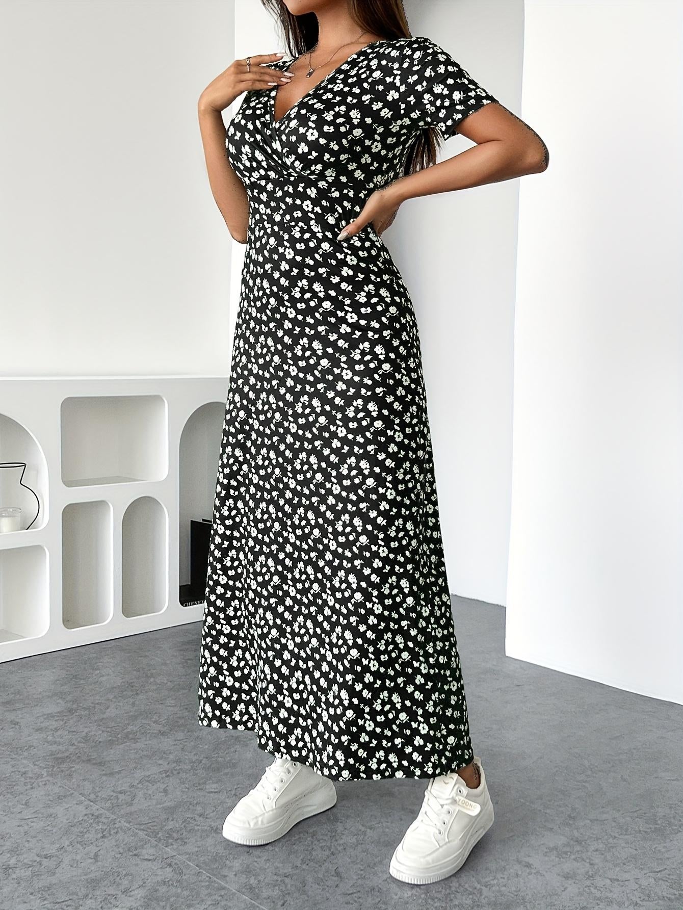 Vestido TECCULI con estampado floral francés y detalle retorcido en la parte delantera, vestidos pastel para mujer