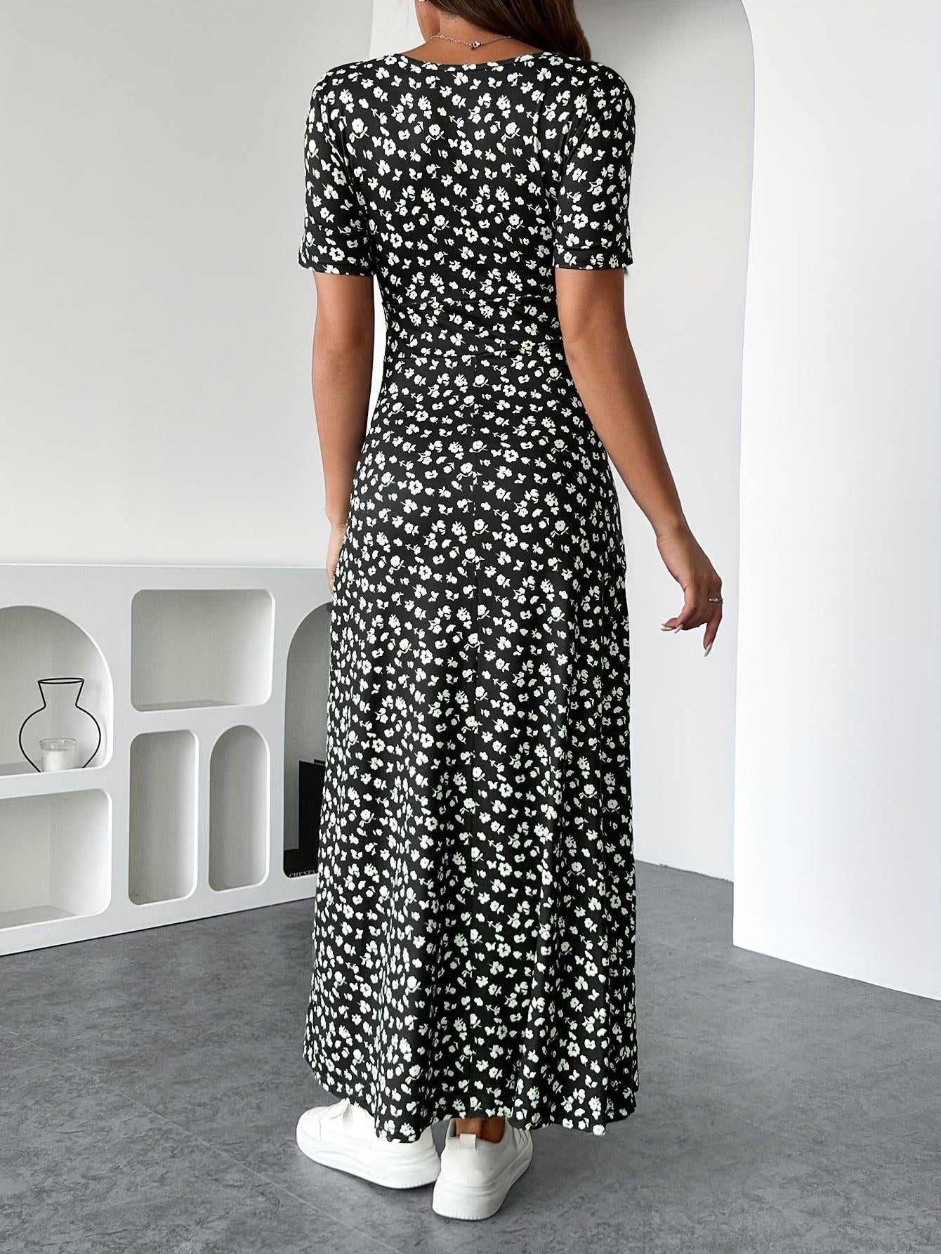 Vestido TECCULI con estampado floral francés y detalle retorcido en la parte delantera, vestidos pastel para mujer