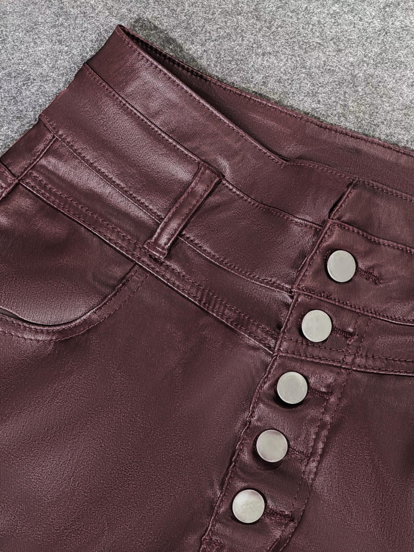 Pantalones cortos ajustados de cuero sintético con forro térmico y bragueta abotonada Apperloth de TECCULI