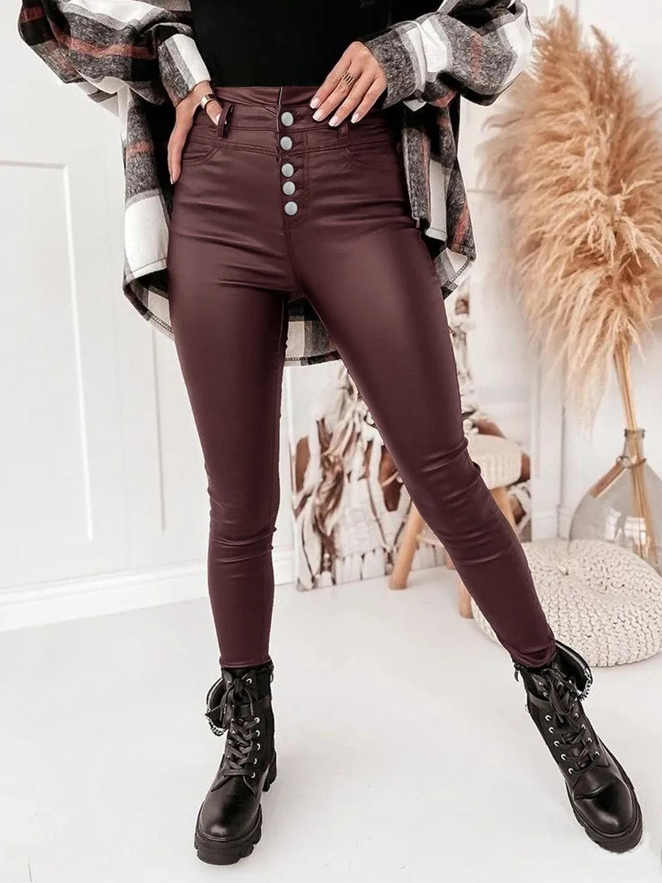 Pantalones cortos ajustados de cuero sintético con forro térmico y bragueta abotonada Apperloth de TECCULI