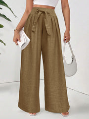 TECCULI EMERY ROSE Pantalones largos holgados de cintura alta y pierna ancha para mujer
