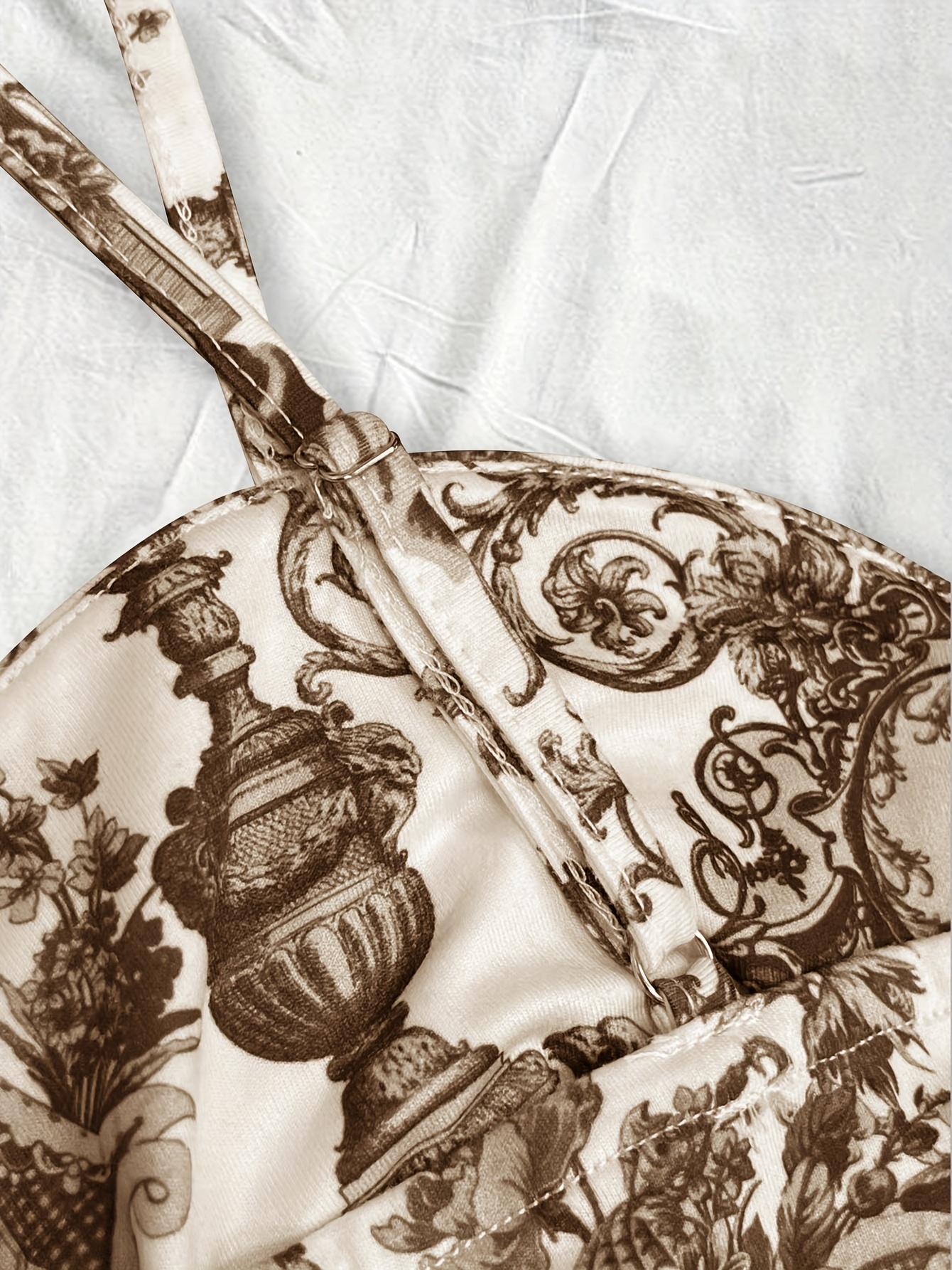 TECCULI PETITE Conjunto de 2 piezas para mujer: camisola con estampado floral y falda midi con cordón ajustable, conjuntos de verano