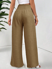 TECCULI EMERY ROSE Pantalones largos holgados de cintura alta y pierna ancha para mujer