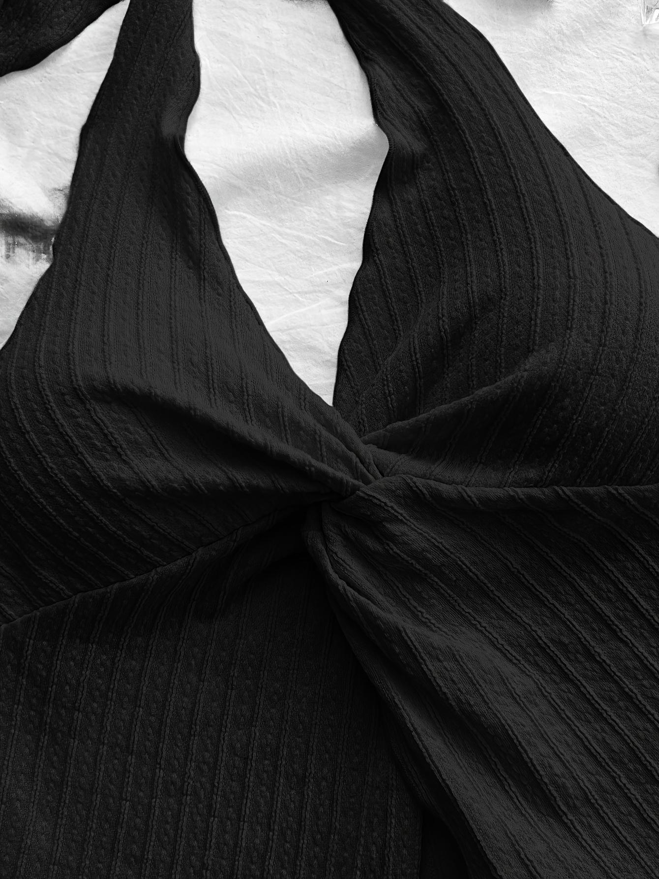 Camisola TECCULI Soleia de moda, sexy, con cuello halter, lazo, dobladillo retorcido, abertura en la espalda