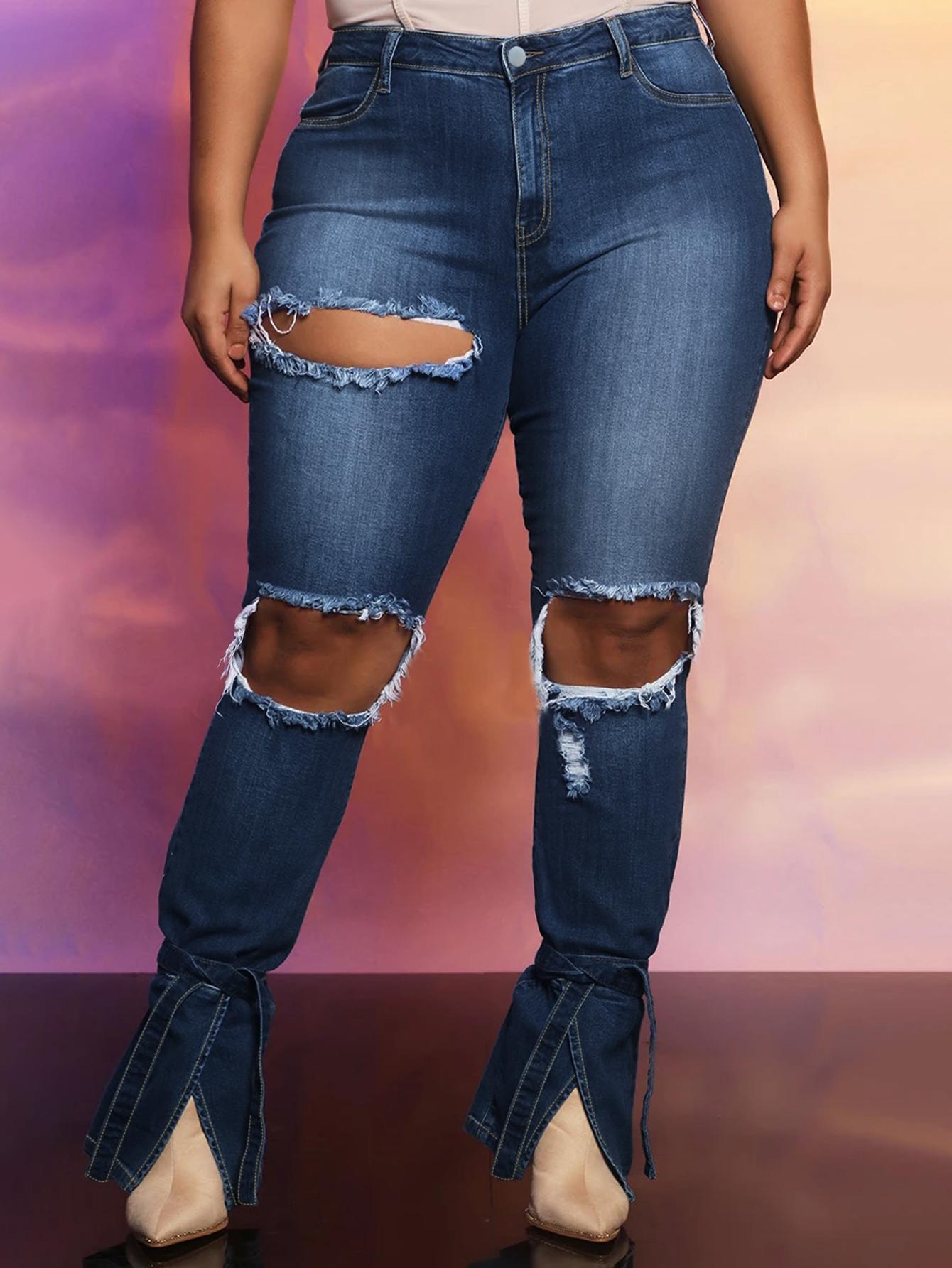 TECCULI - Vaqueros acampanados elásticos con cintura elástica, lavado oscuro, estilo bohemio urbano, para adolescentes, para la escuela, el campus y la universidad.