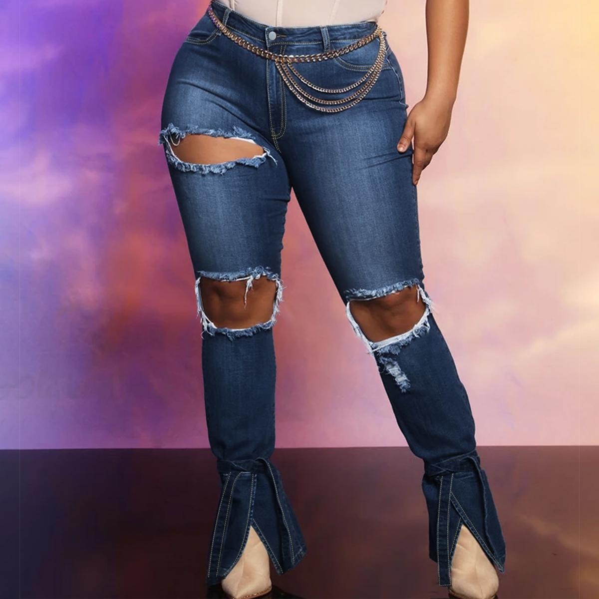 TECCULI - Vaqueros acampanados elásticos con cintura elástica, lavado oscuro, estilo bohemio urbano, para adolescentes, para la escuela, el campus y la universidad.