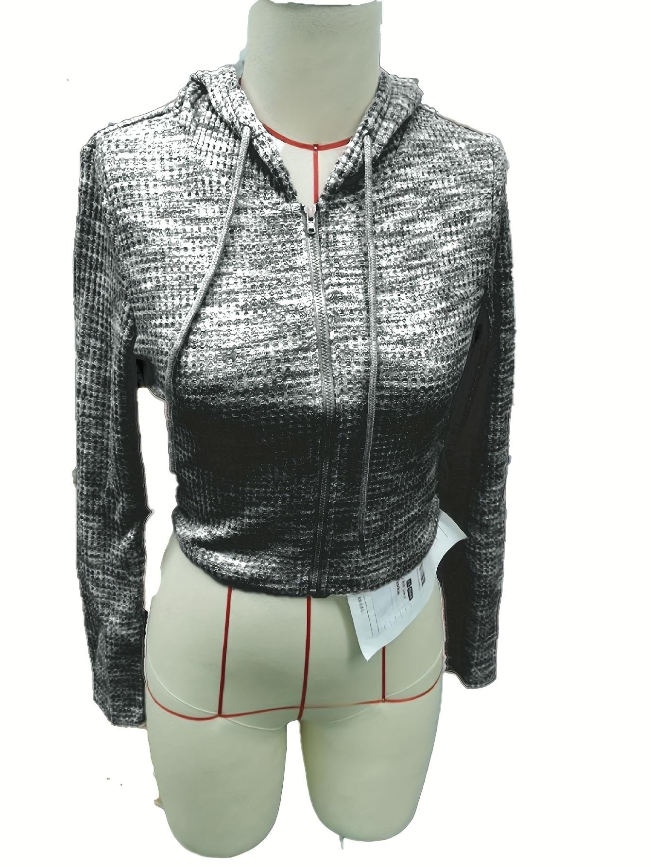 Sudadera corta con capucha y cordón ajustable con cremallera y teñido espacial TECCULI DAZY, ropa de otoño
