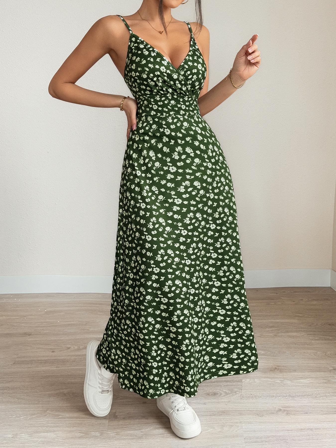 Vestido camisola cruzado sin espalda con estampado floral de TECCULI VCAY