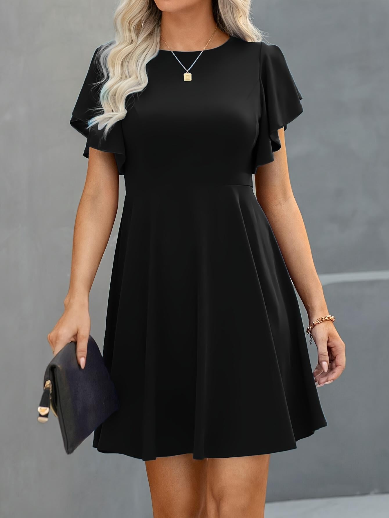 Vestido de cóctel semiformal TECCULI, vestido de manga corta con volantes para verano y primavera, ropa de mujer