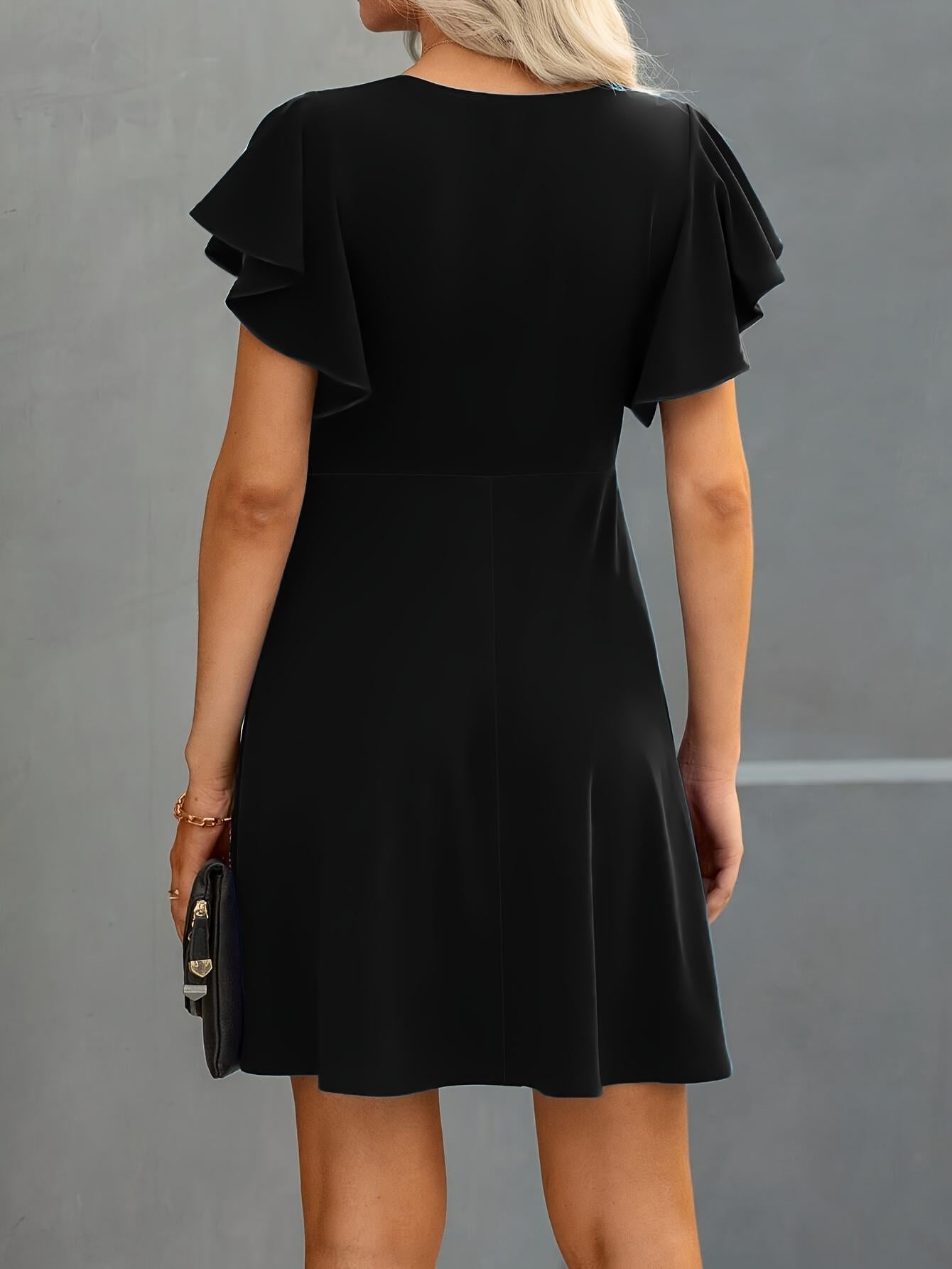 Vestido de cóctel semiformal TECCULI, vestido de manga corta con volantes para verano y primavera, ropa de mujer