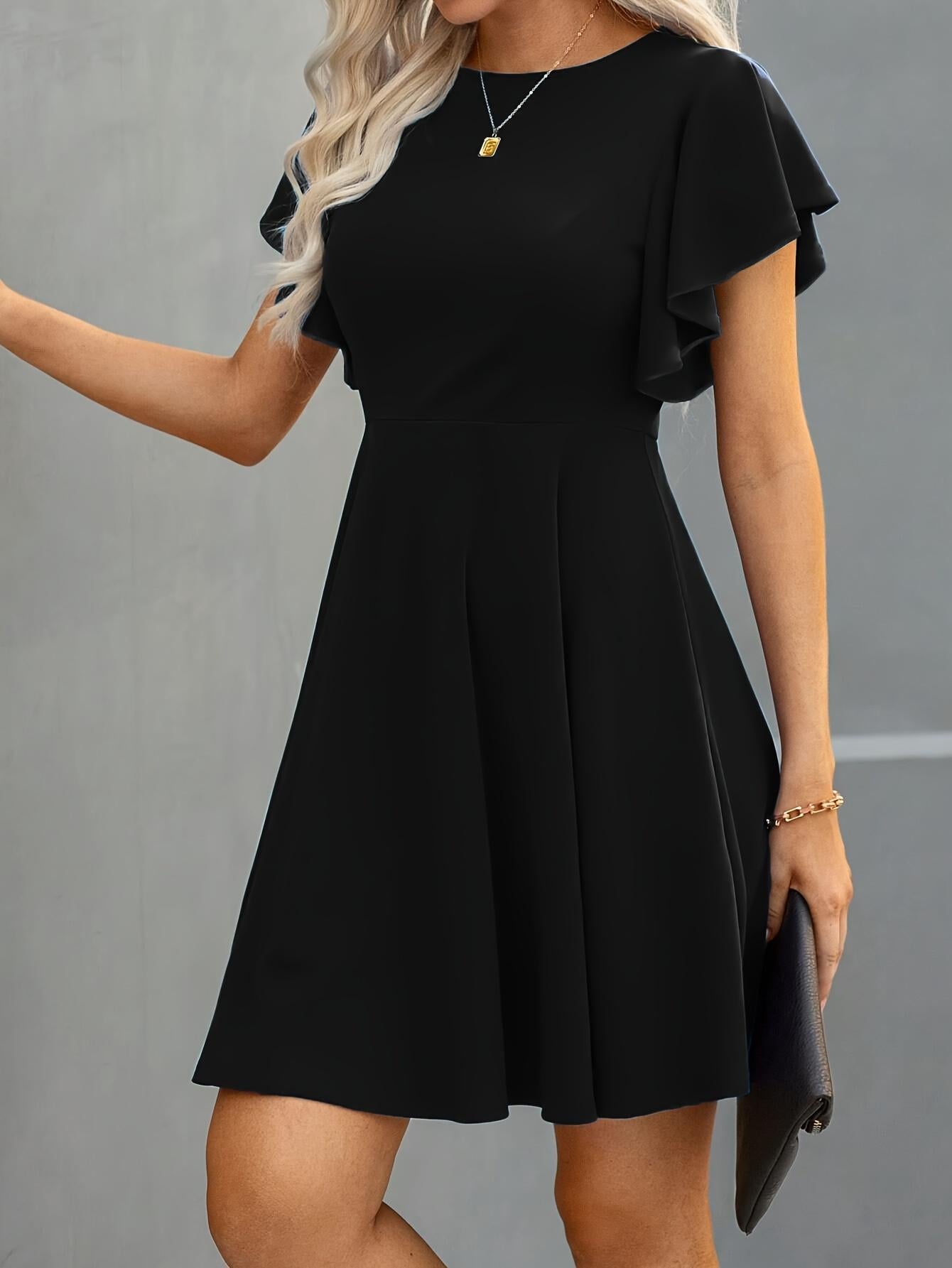 Vestido de cóctel semiformal TECCULI, vestido de manga corta con volantes para verano y primavera, ropa de mujer
