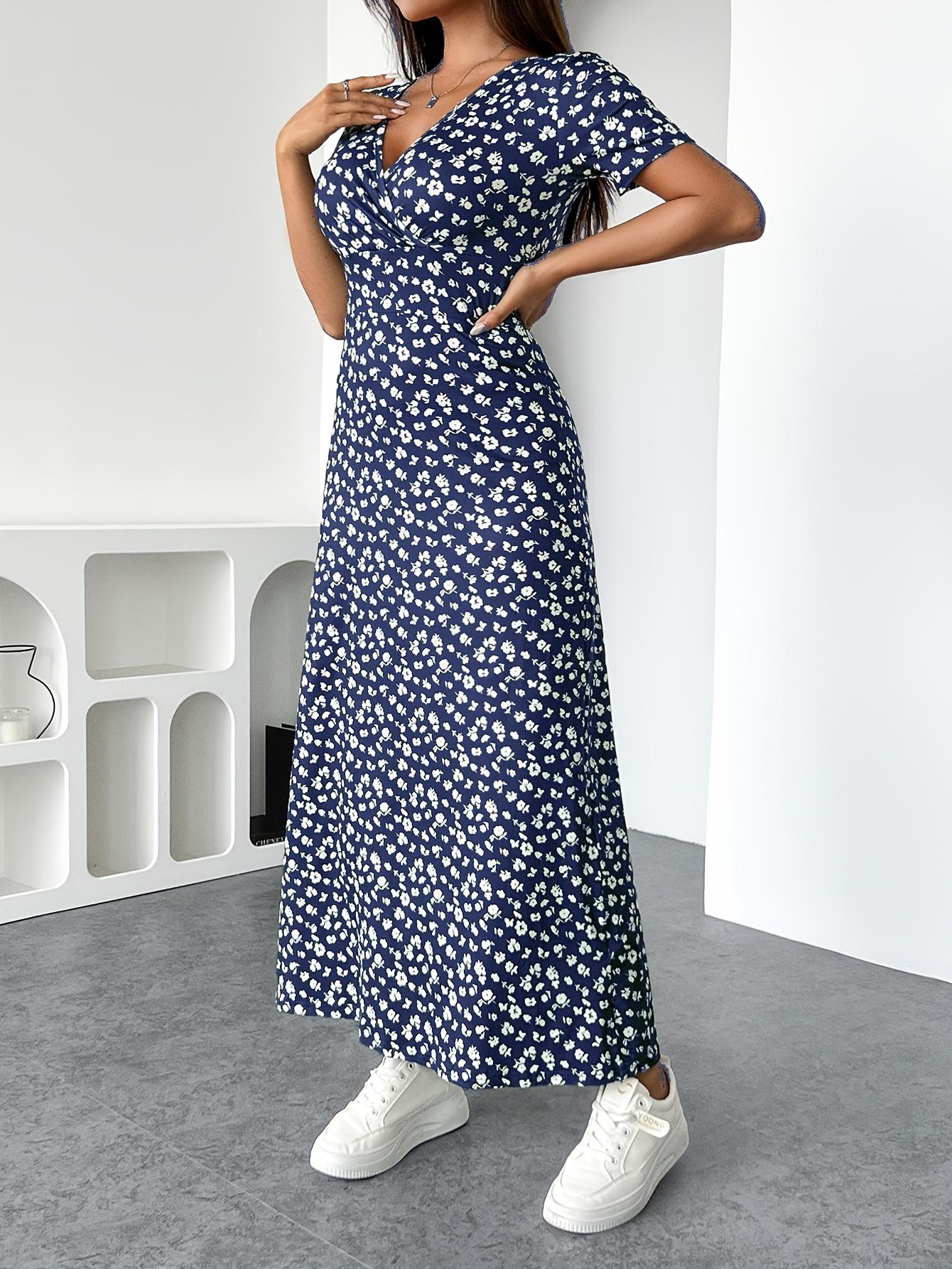 Vestido TECCULI con estampado floral francés y detalle retorcido en la parte delantera, vestidos pastel para mujer