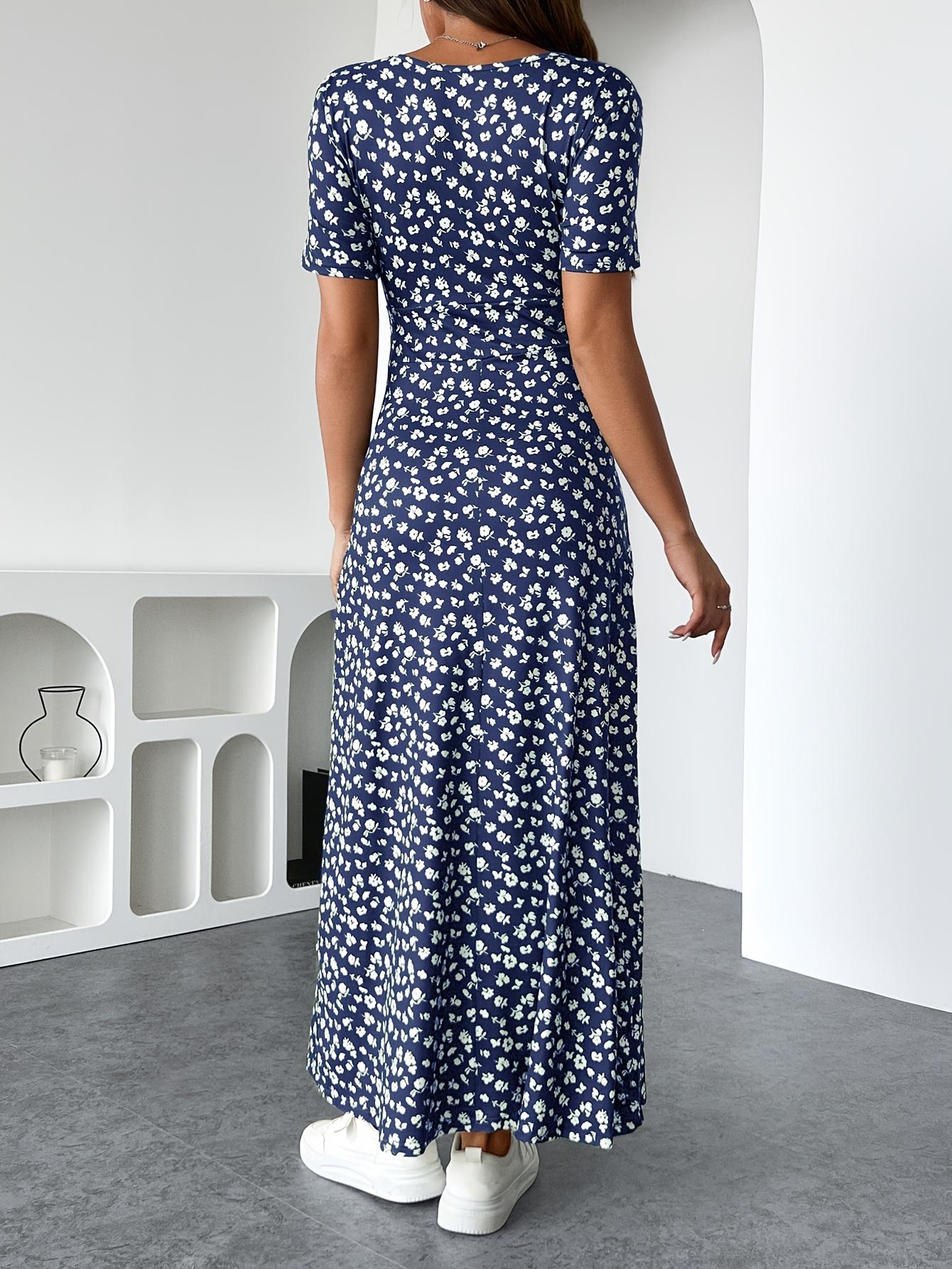 Vestido TECCULI con estampado floral francés y detalle retorcido en la parte delantera, vestidos pastel para mujer