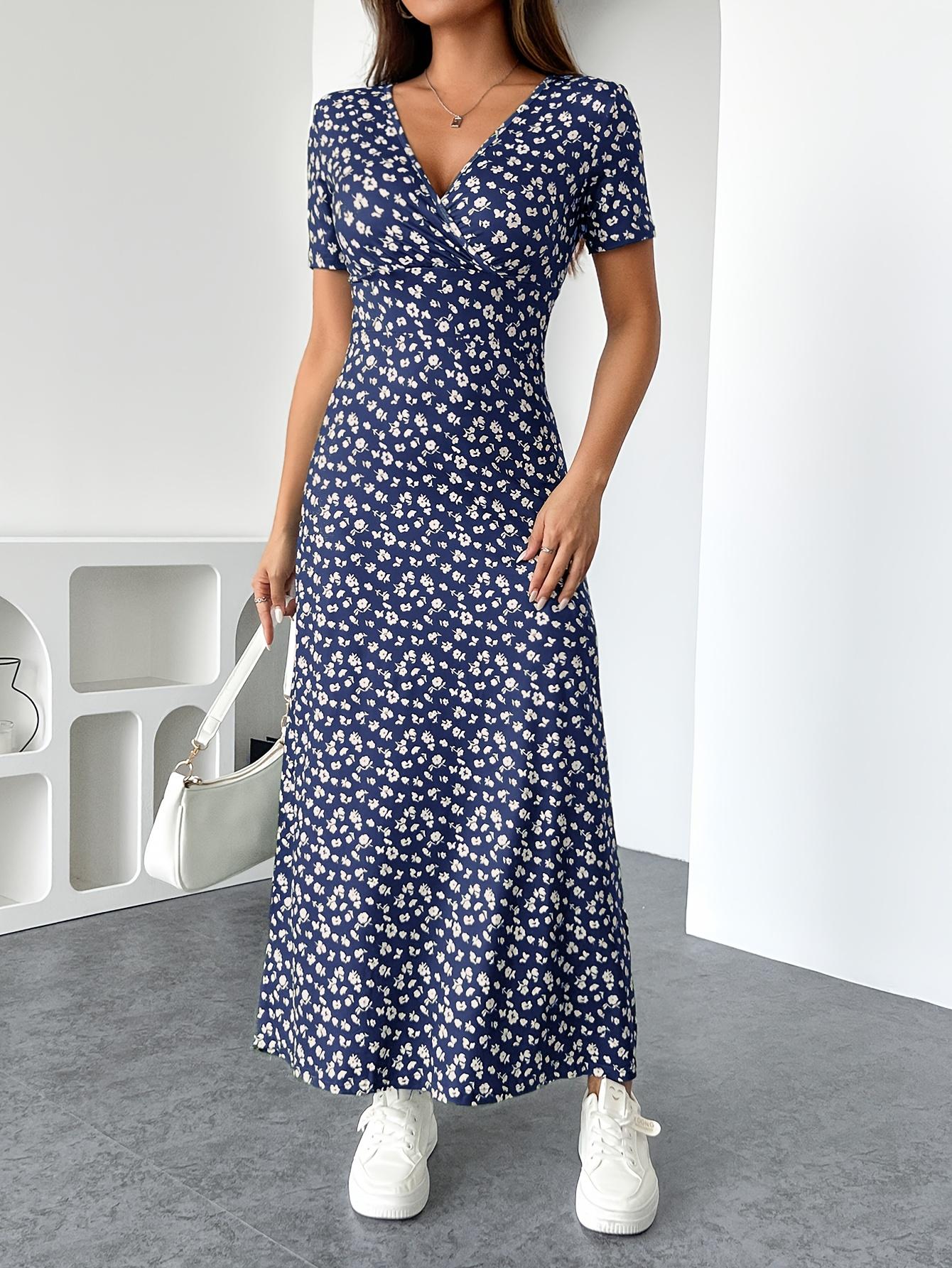 Vestido TECCULI con estampado floral francés y detalle retorcido en la parte delantera, vestidos pastel para mujer