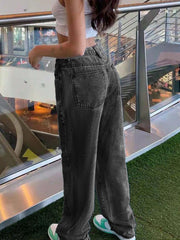 Pantalones rectos casuales TECCULI 2025, populares en Europa y América, combinables con todo, versátiles para primavera/otoño.