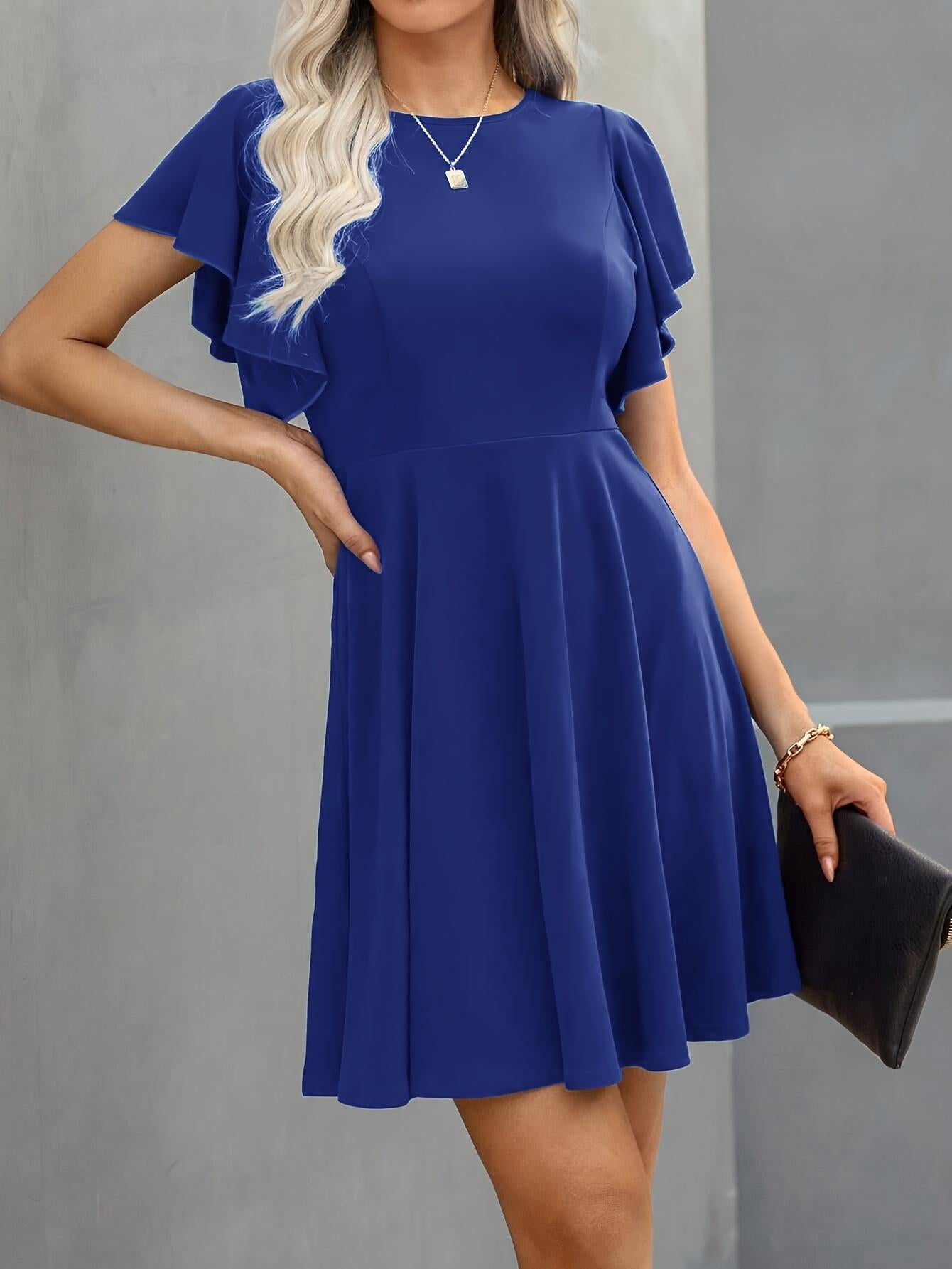 Vestido de cóctel semiformal TECCULI, vestido de manga corta con volantes para verano y primavera, ropa de mujer
