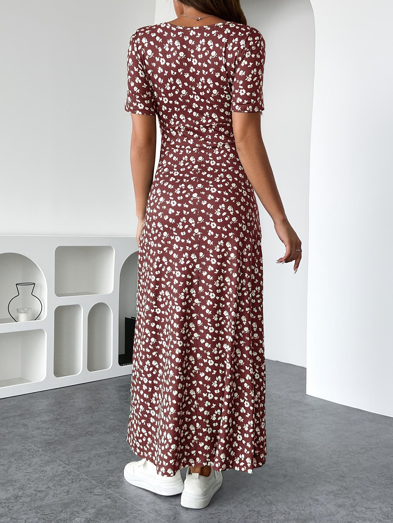 Vestido TECCULI con estampado floral francés y detalle retorcido en la parte delantera, vestidos pastel para mujer