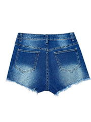 Shorts vaqueros con ribetes sin rematar desgarrados de TECCULI EMERY ROSE