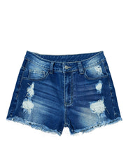 Shorts vaqueros con ribetes sin rematar desgarrados de TECCULI EMERY ROSE