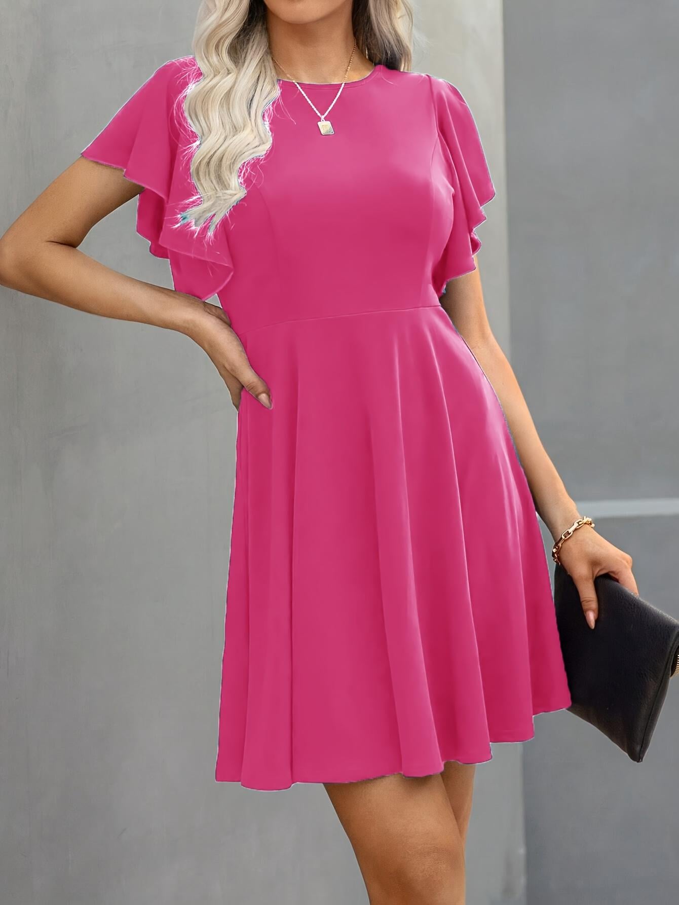 Vestido de cóctel semiformal TECCULI, vestido de manga corta con volantes para verano y primavera, ropa de mujer
