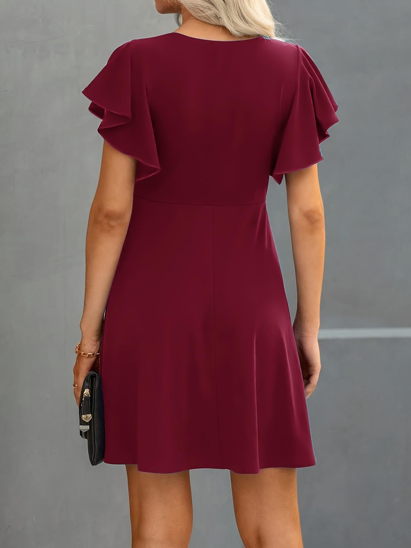 Vestido de cóctel semiformal TECCULI, vestido de manga corta con volantes para verano y primavera, ropa de mujer