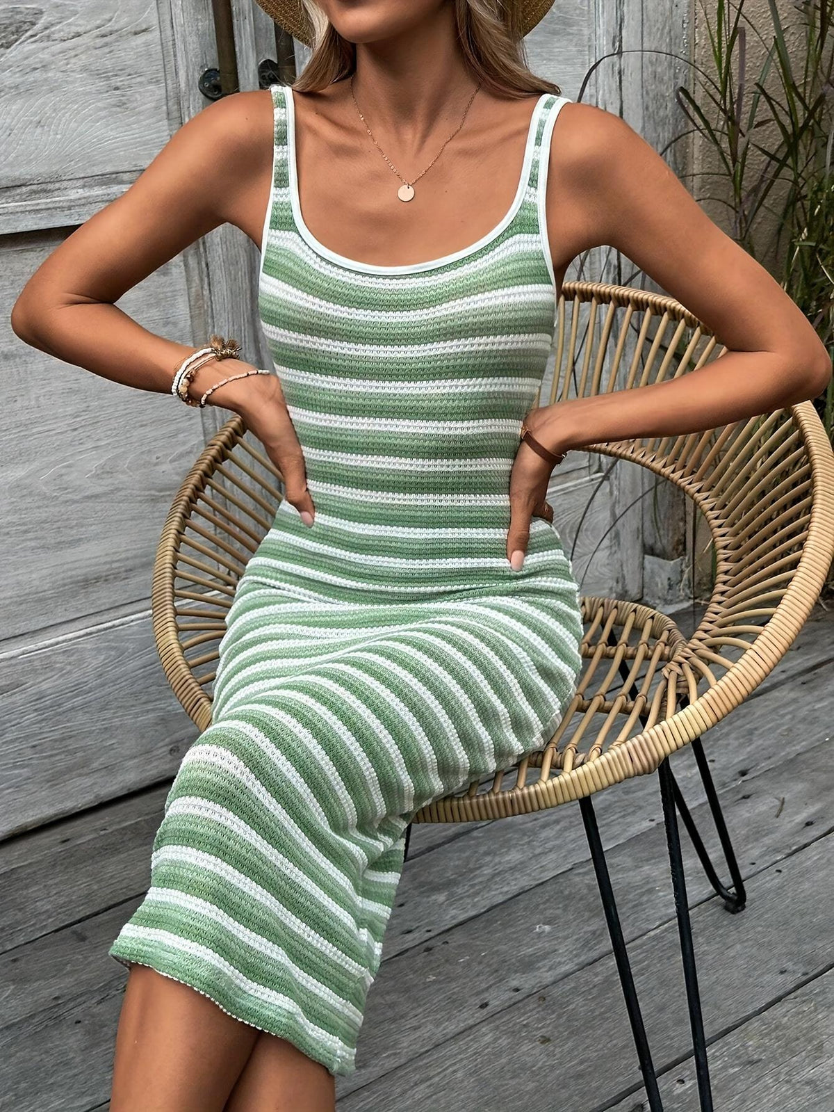 TECCULI LUNE Vestido de verano para mujer, de punto texturizado a rayas, adelgazante, informal, para vacaciones, vestidos pastel para mujer