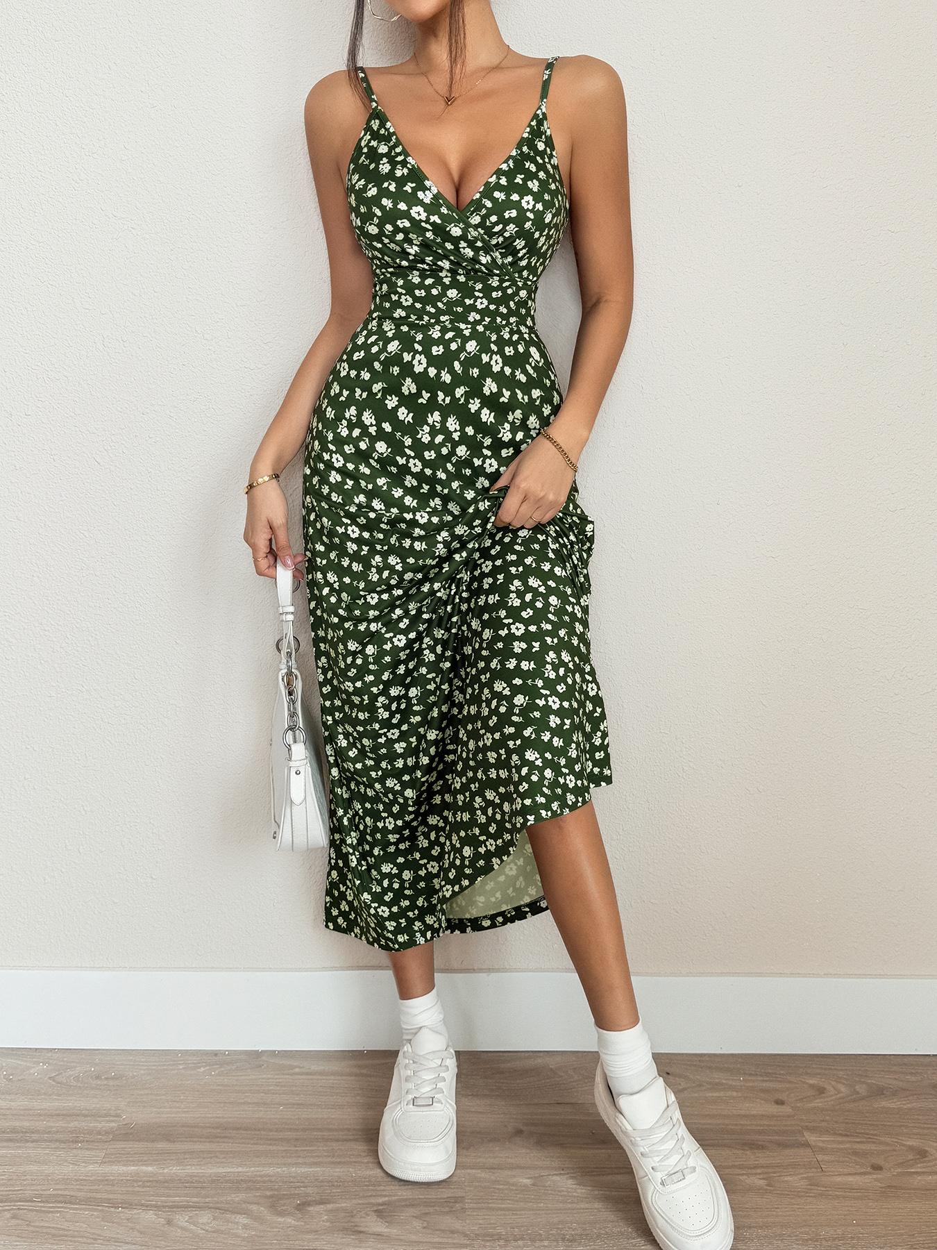 Vestido camisola cruzado sin espalda con estampado floral de TECCULI VCAY