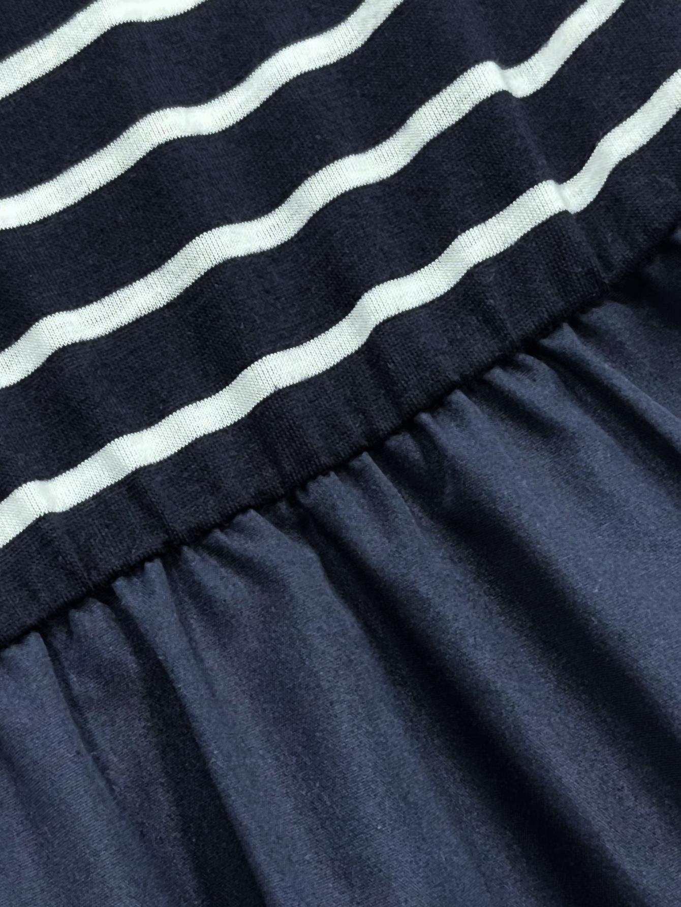 TECCULI Easowa - Vestido midi informal/festivo para mujer, fruncido, corte A, cuello redondo, sin mangas, ajustado, tejido texturizado a rayas, elegante para uso en exteriores e interiores. Vestidos de verano para mujer.