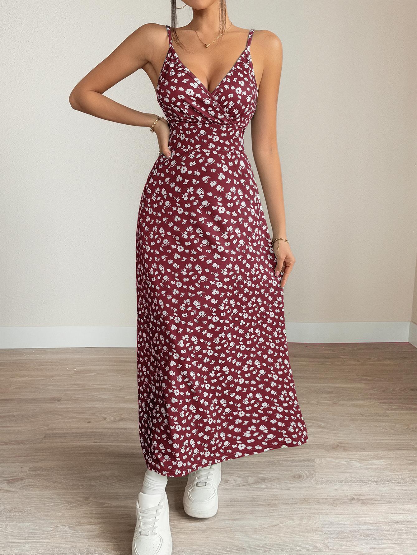 Vestido camisola cruzado sin espalda con estampado floral de TECCULI VCAY