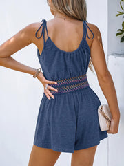 TECCULI VCAY Plus Size Color Blocking Halter Romper With Waist Belt And Pockets, Perfect For Vacation