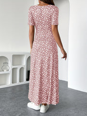 Vestido TECCULI con estampado floral francés y detalle retorcido en la parte delantera, vestidos pastel para mujer