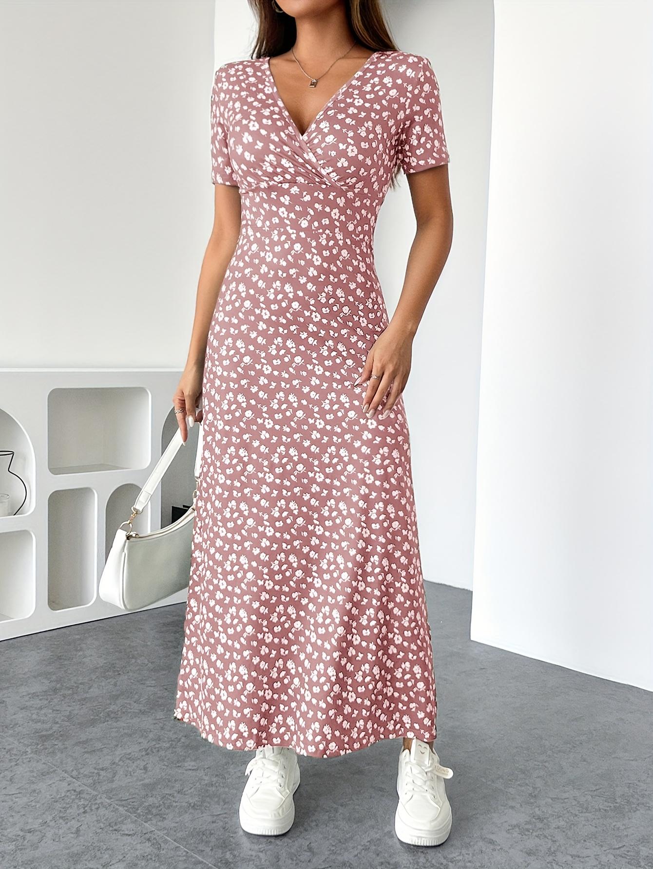 Vestido TECCULI con estampado floral francés y detalle retorcido en la parte delantera, vestidos pastel para mujer