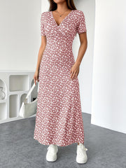 Vestido TECCULI con estampado floral francés y detalle retorcido en la parte delantera, vestidos pastel para mujer