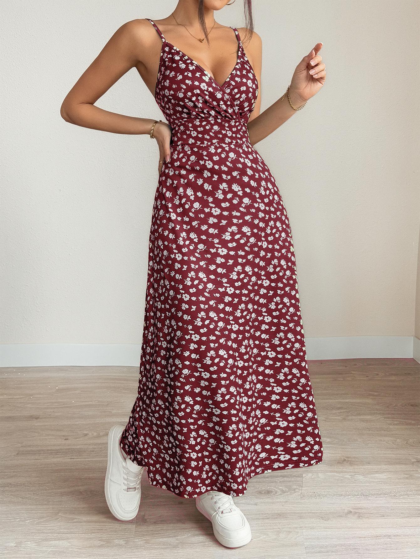Vestido camisola cruzado sin espalda con estampado floral de TECCULI VCAY