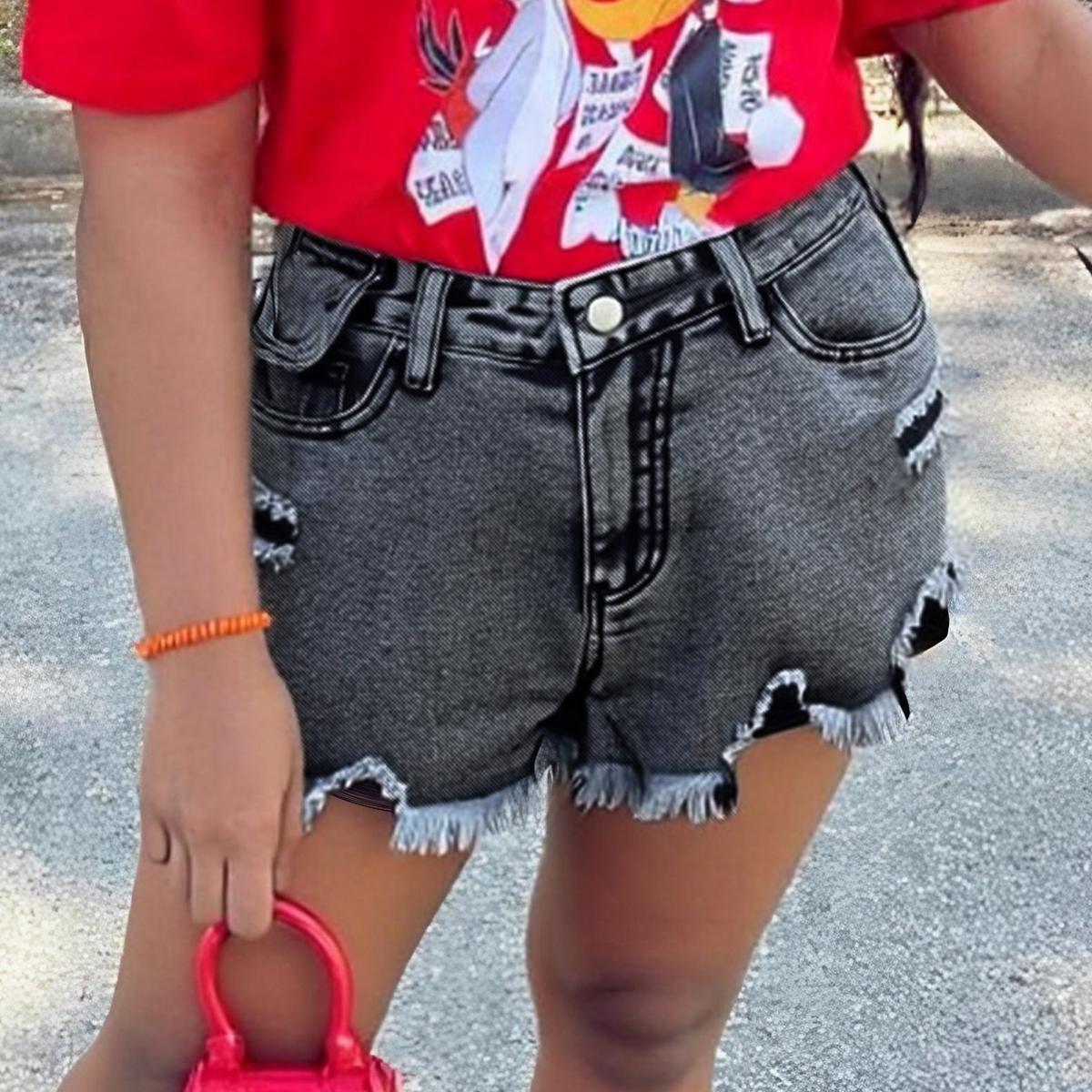 Shorts vaqueros desgastados lavados de talla grande TECCULI ICON