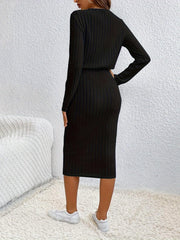 Vestido informal TECCULI Frenchy de talla grande, color liso, cuello redondo y manga larga