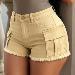 Shorts vaqueros de cintura alta TECCULI, diseño informal de moda, adecuados para verano, ropa de verano para mujer, pantalones de mujer, camisas de verano para mujer, ropa de mujer, conjuntos de verano.